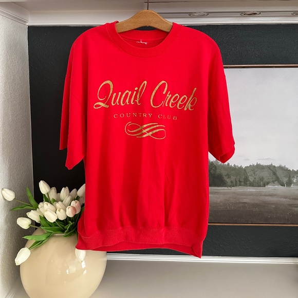 Vintage 90s Quail Creek Country Club Shirt Single Stitch Red Retro - Picture 1 of 3